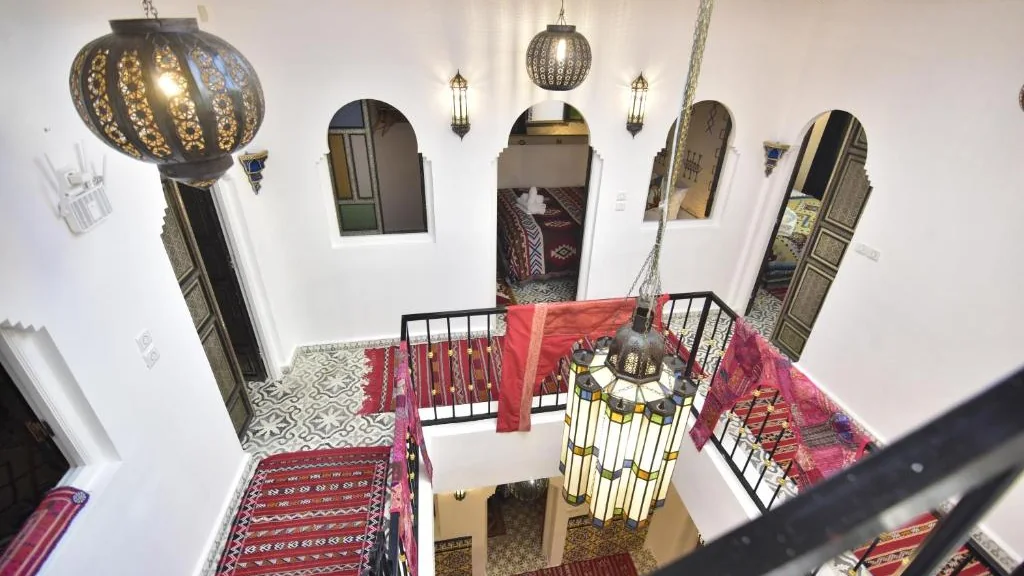 Central atrium and upper floor of Zoco Riad Tangier