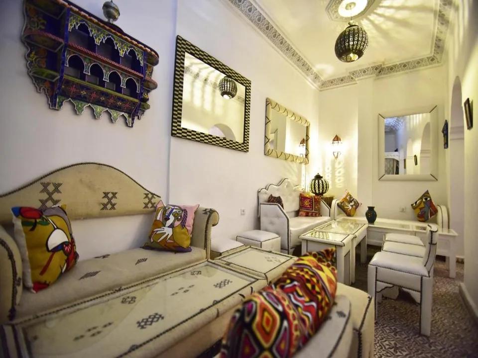 Moroccan lounge-style room at Zoco Riad Tangier