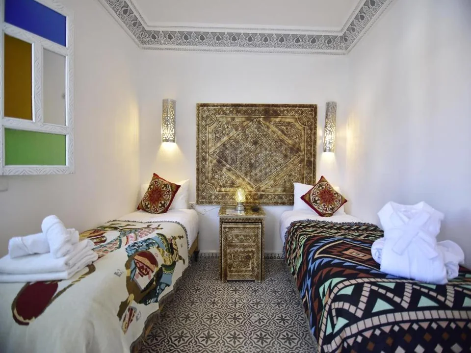Twin guest room at Zoco Riad Tangier